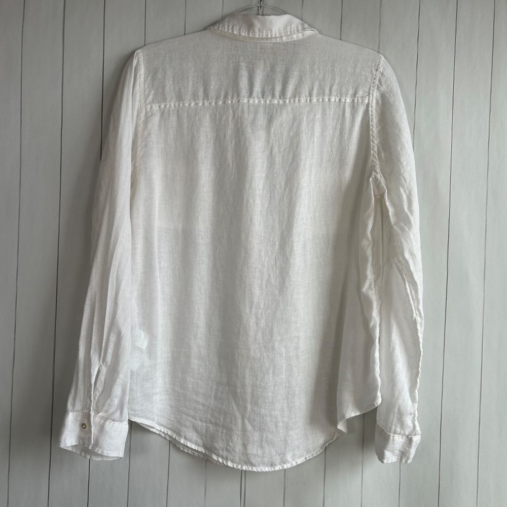 Lilly Pulitzer women size M Sea View linen button down shirt white long sleeve - Picture 8 of 14
